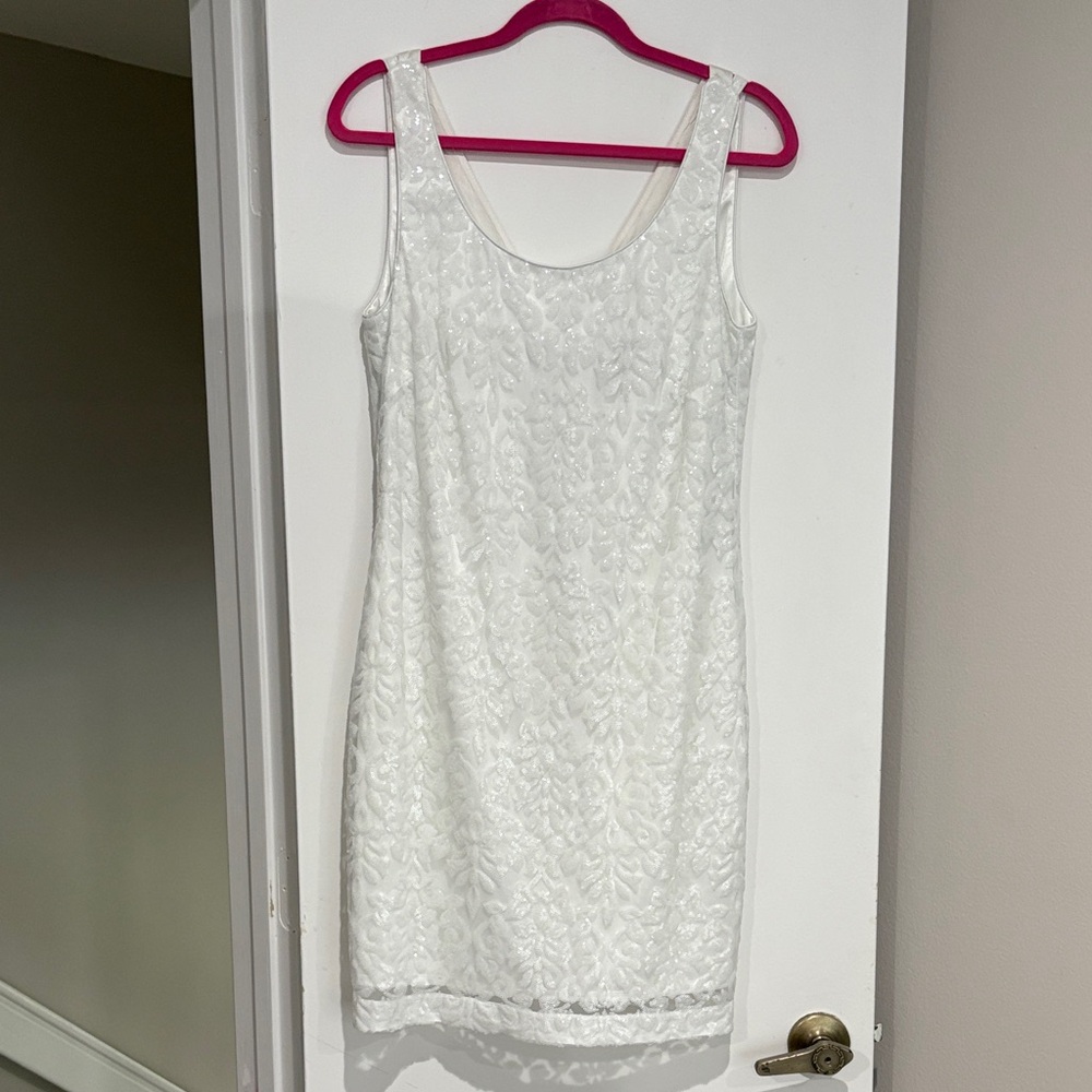 Laundry By Shelli Segal White Sequined Mini Dress